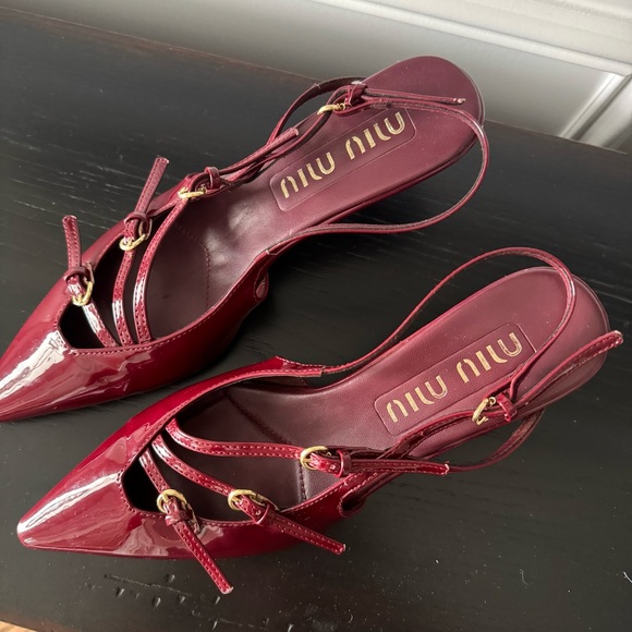 MIU MIU 55 patent leather slingback pumps - Picture 6 of 9